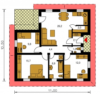 Plan de sol du rez-de-chaussée - BUNGALOW 116
